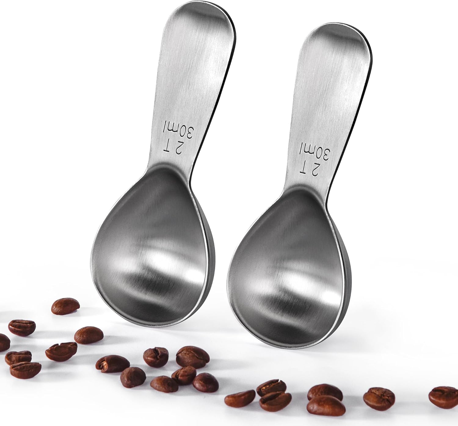 Messlöffel Aus 18/8-edelstahl: Set Mit 2 30-ml-messlöffeln Aus Metall Mit Kurzem Griff. Messlöffel Für Gemahlenen Kaffee, Bohnen, Pulver, Espresso (30 Ml, 2 Stück).