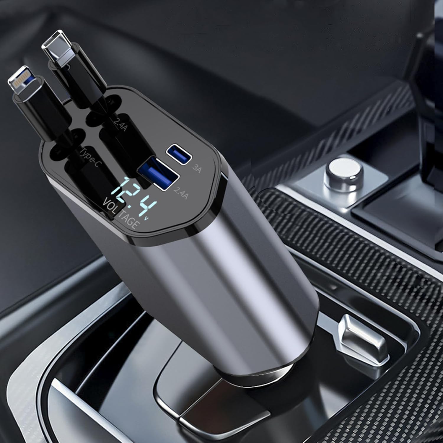 Einziehbares Autoladegerät, 4-in-1-autoladegerät, Superschnelles Laden Mit Max. 100 W, Einziehbarer Kabel-autoladegerät-adapter Für Iphone 16 15 14 13 Pro Max, Ipad, Galaxy S23