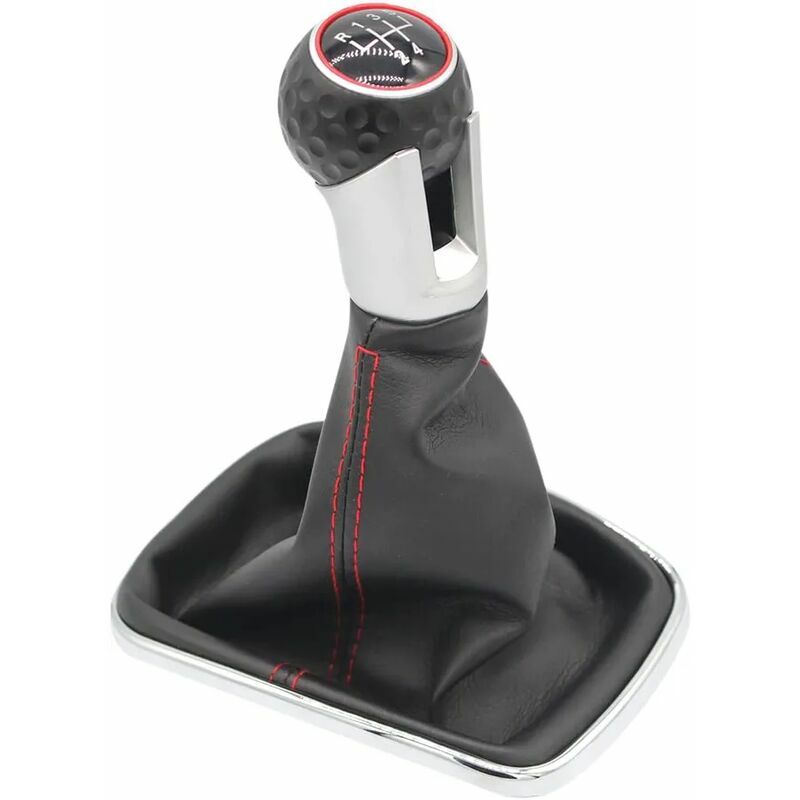 5-gang-schaltknauf Mit Schaltmanschette, Kompatibel Mit Vw Golf 4 Iv 1j0711113, Ø 12 Mm, Schwarze Rote Nähte, Plug-play-ersatzteil