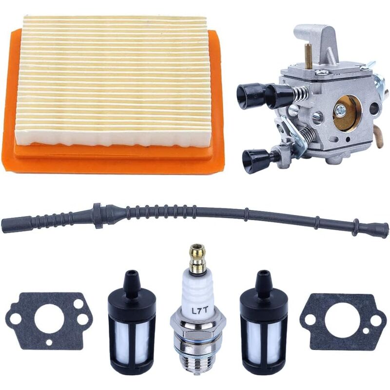 Vergaser-reparatursatz Für Stihl Fs120 Fs200 Fs020 Fs202 Fs300 Fs350 Freischneider, Inklusive Dichtung, Luftfilter, Kraftstofffilter, Kraftstoffschlauch Und Zündkerze.