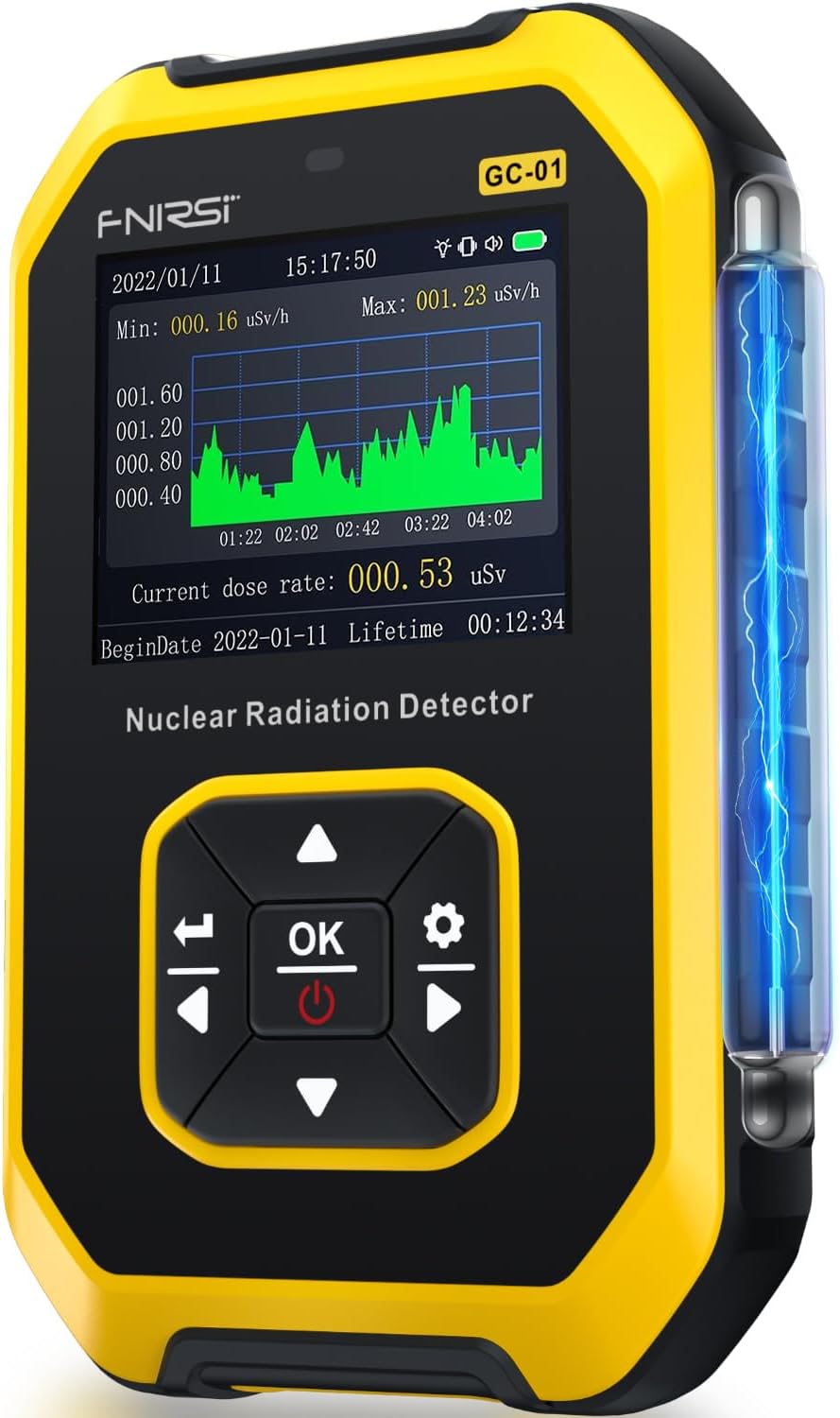 Geiger-kernstrahlungsdetektor – Fnirsi-strahlungsdosimeter Mit Lcd-display, Tragbarer Wiederaufladbarer Beta-gamma-röntgenstrahlungsmonitor, 5 Umschaltbare Dosierungseinheiten