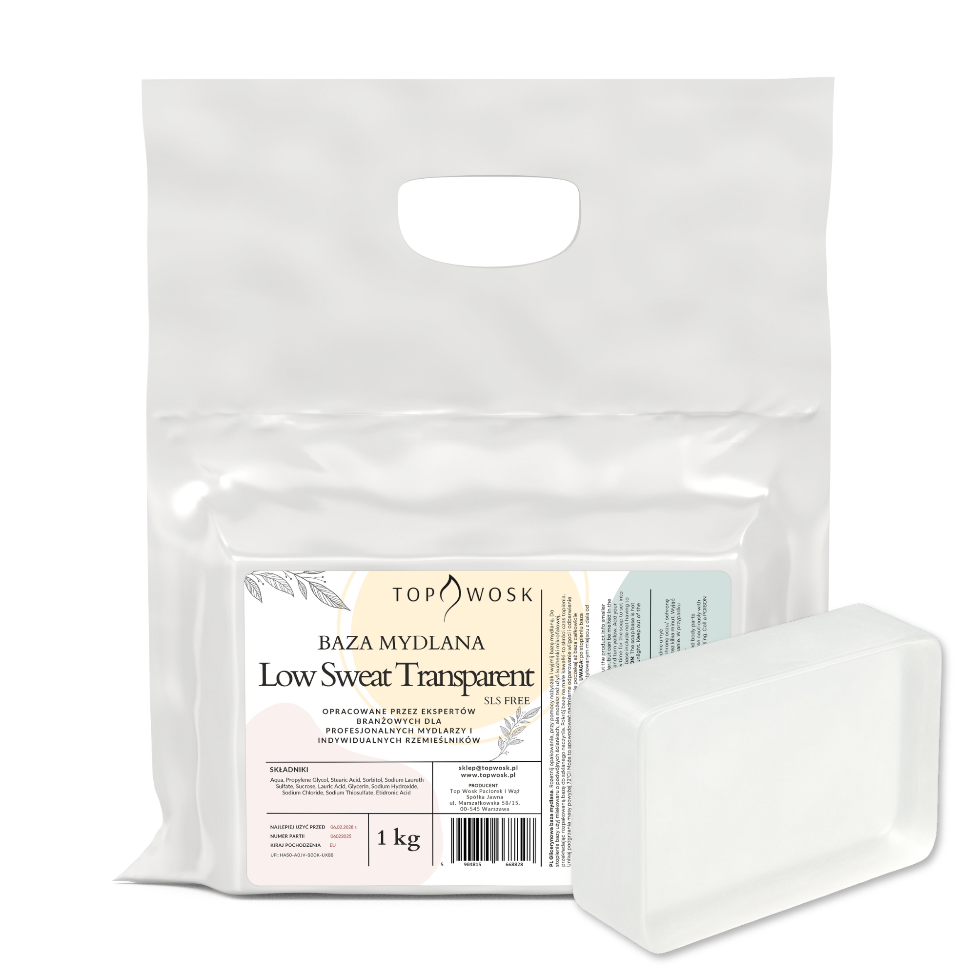 Transparente Seifenbasis Mit Geringer Schweißbildung, 1 Kg