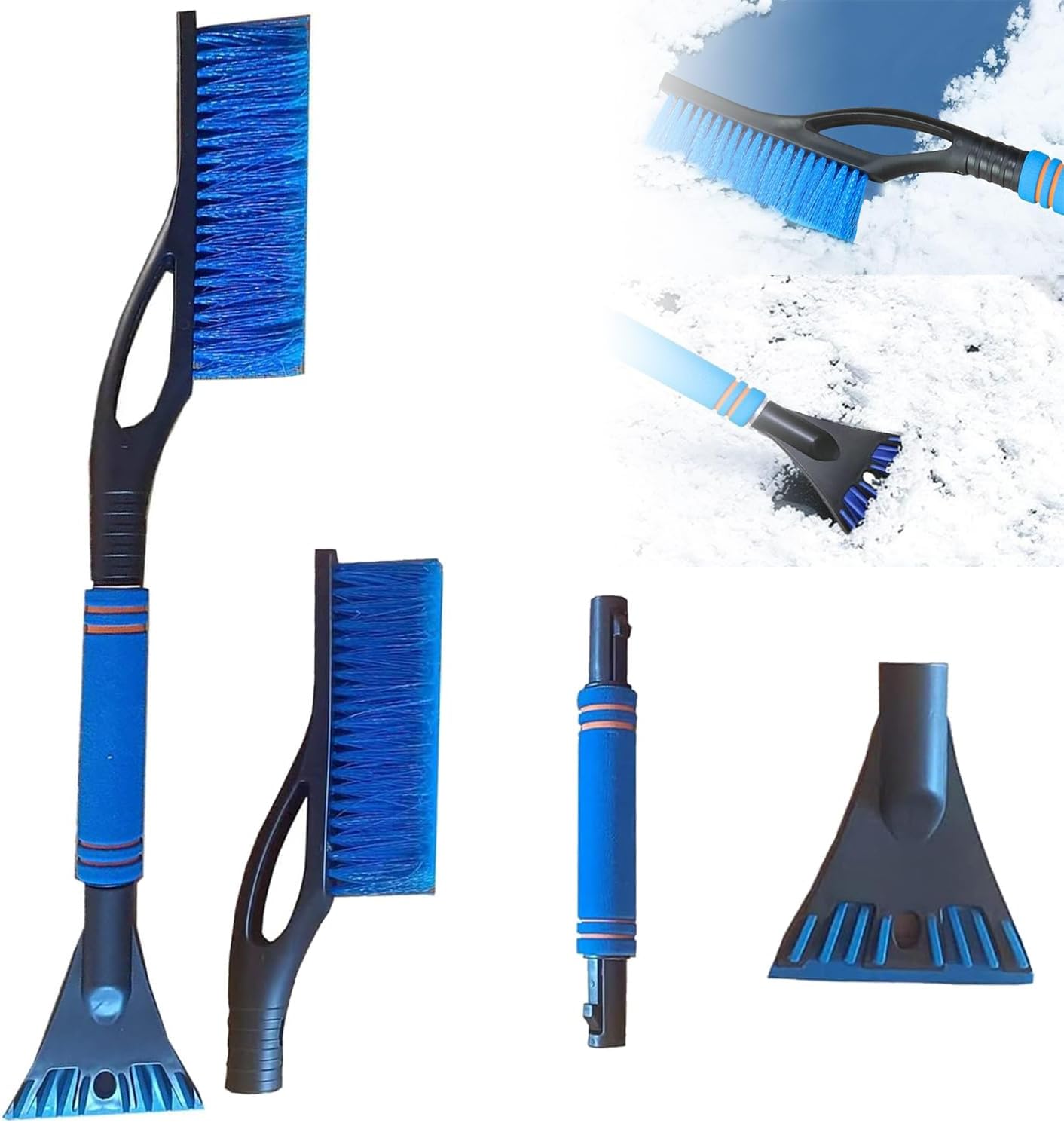 Eiskratzer Und Schneebürste, 2-in-1 Abnehmbare Winterschneebürste, Auto-schneekratzer, Windschutzscheibenschaber, Frostschaber Für Autos, Lkws Und Suvs (blau)