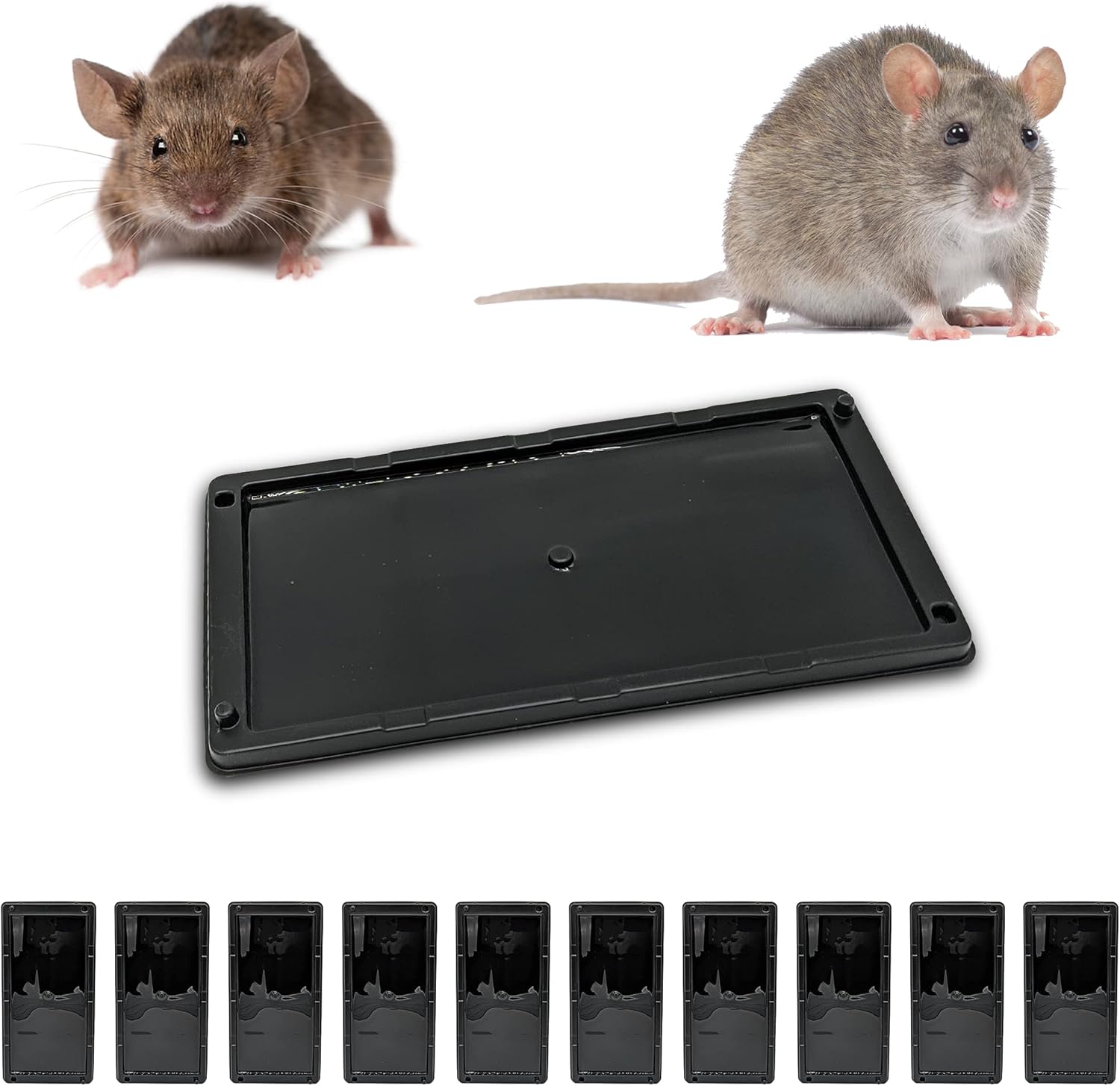 Mausefallenkleber, Rattenfalle, Anti-nagetier-klebeplatten, Rattenkiller-klatschen-alternative [extra Starker Aromatisierter Kleber] (10 Klebeplatten)