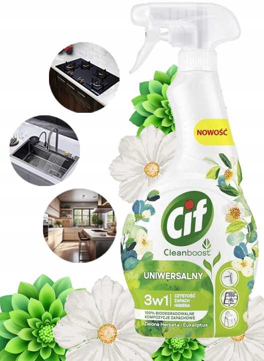 Cif Cleanboost Universal 3-in-1 Reinigungsspray Mit Grüntee Und Eukalyptus