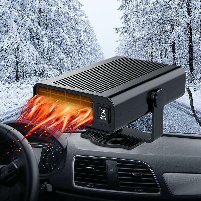 Nazalus-hot Sale-autoheizung 2 In 1 12 V 120 W Tragbarer Auto-schnell-defroster, 360 Grad Drehbarer Auto-windschutzscheiben-defroster Mit Zigarettenanzünder-anschlüssen (schwarz)