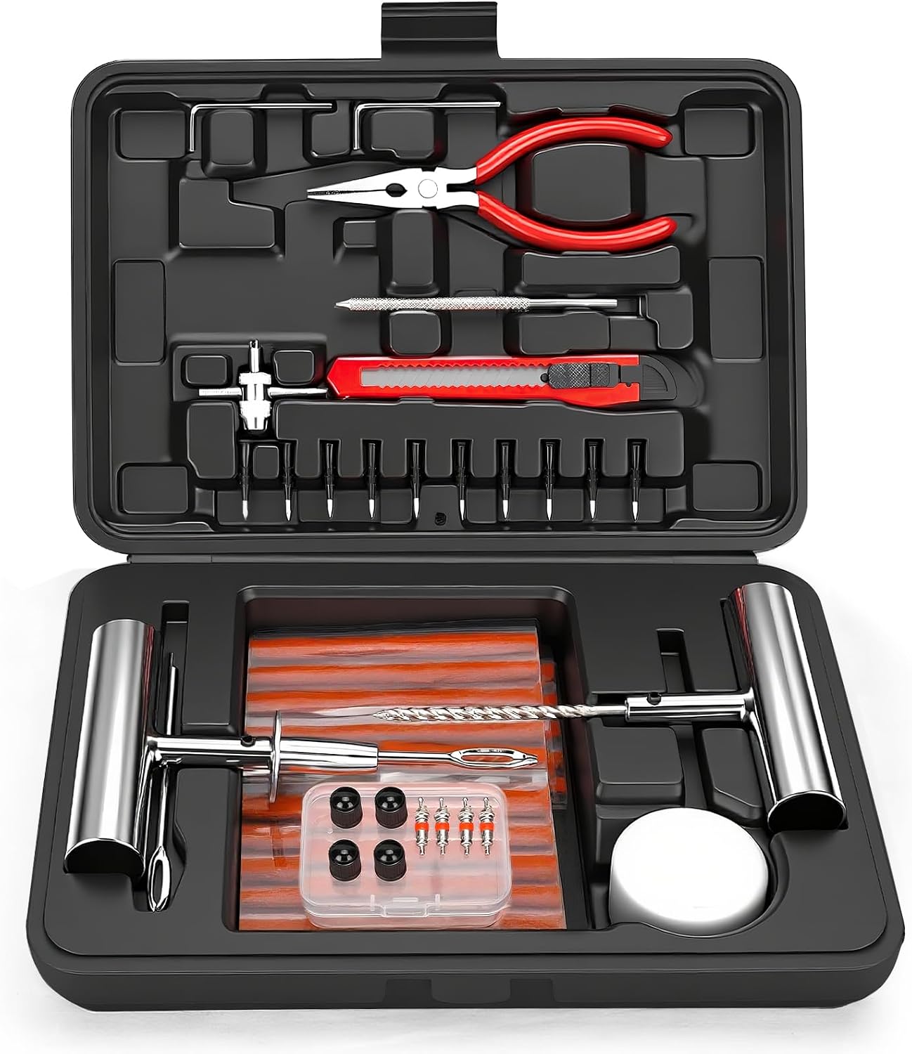 Reifenreparaturset, 70-teilig, Professionelles Hochleistungs-reifenstopfen-set, Reifenflicken-set Zur Behebung Eines Platten Reifens, Werkzeugset Zum Wechseln Von Schlauchlosen Reifen Für Auto, Motorr