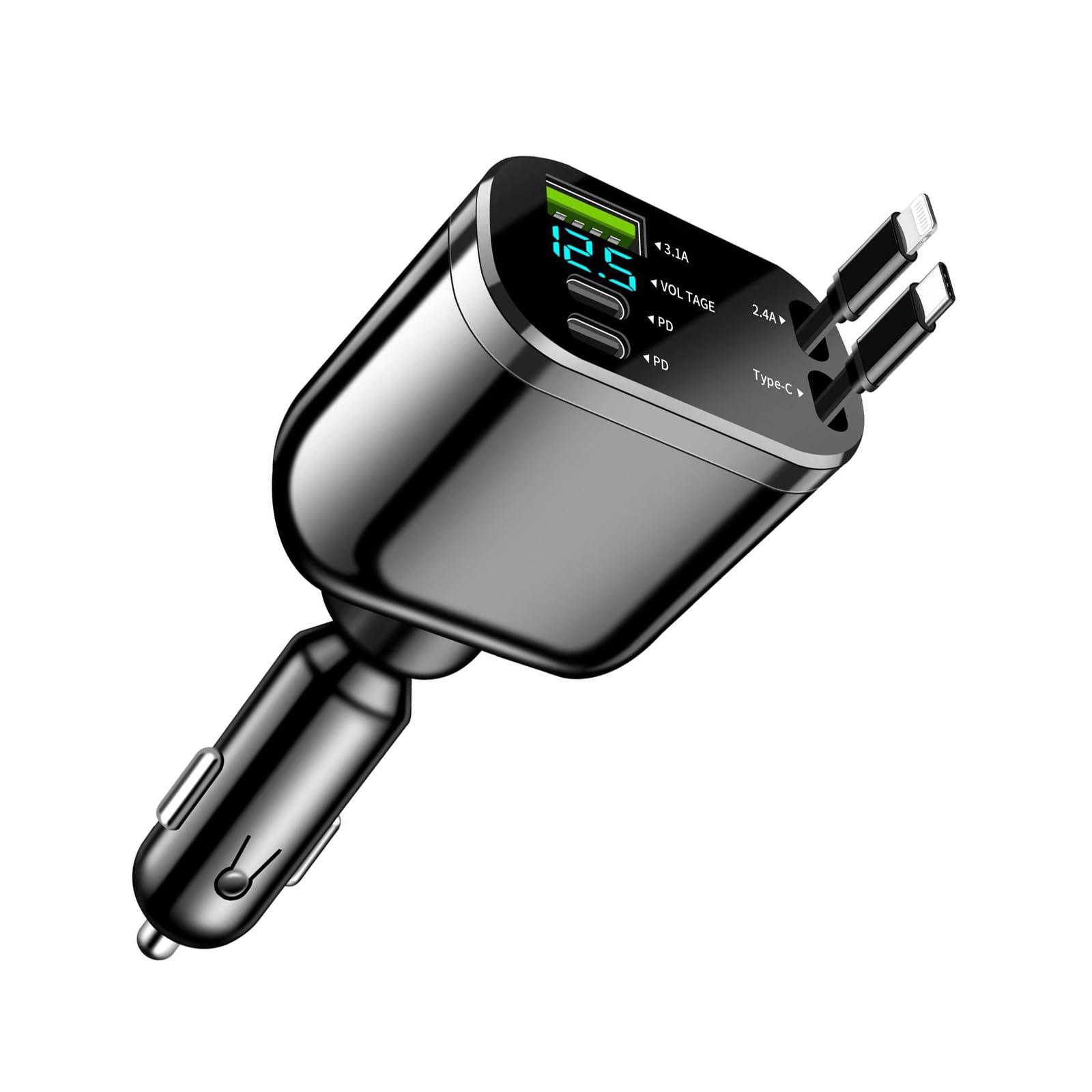 Für Einziehbares Autoladegerät, Usb-c-innenraum-autozubehör, 60-w-zigarettenanzünder-ladegerät, Reisezubehör, Usb-zigarettenanzünder-adapter Für Iphone 16 15 14 13 12 Pro Max Plus Galaxy S24