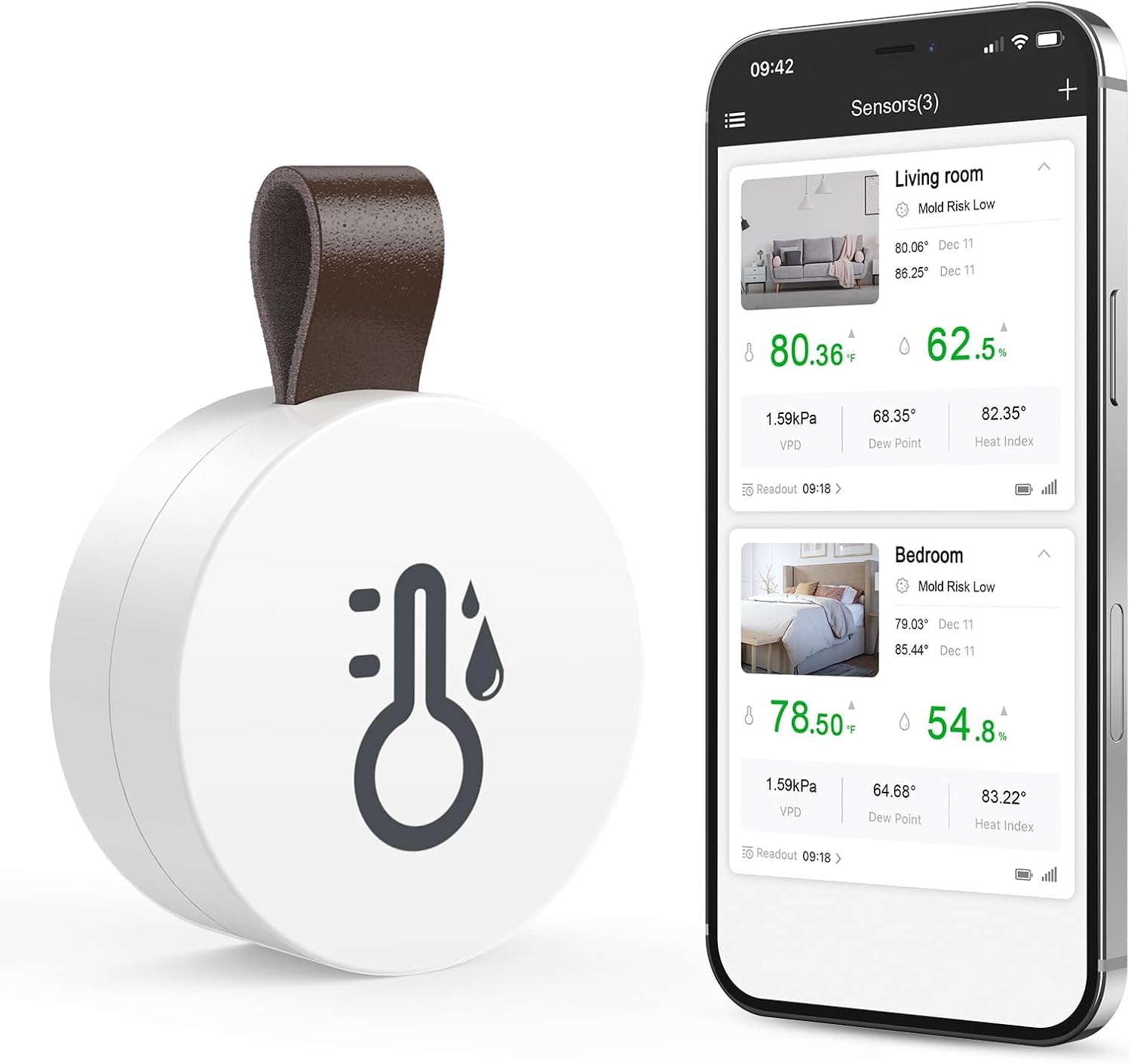 Bluetooth-hygrometer-thermometer, Luftfeuchtigkeits-temperatursensor Mit Datenexportfunktion, Mini-innenthermometer Mit Ios Android Für Wein, Wohnzimmer, Zuhause