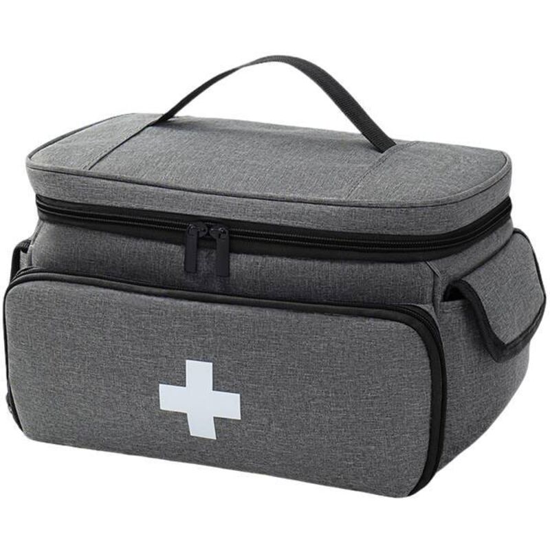 Großes, Wasserdichtes Erste-hilfe-set – Tragbare Arzttasche Mit Schultergurt Für Reisen, Outdoor-aktivitäten Und Zuhause, Grau