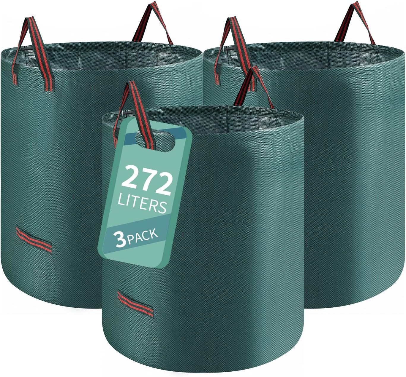 3x272l Gartentasche Abfalleimer, Reißfeste Grüne Abfallsack, Gartentasche Mit Griff, Faltbare Grüne Abfallsack, Freistehende Gartentasche,taschen Können 50kg Tragen