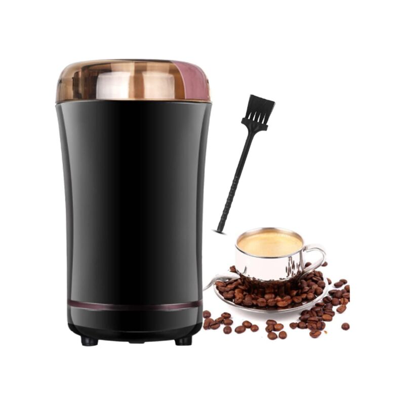 150w Elektrische Kaffeemühle, Mit Edelstahlklingen Und Reinigungsbürste, Leinsamenmühle, Nüssen, Pfeffer, Gewürzen, Kaffeesamen Und Anderen，schwarz