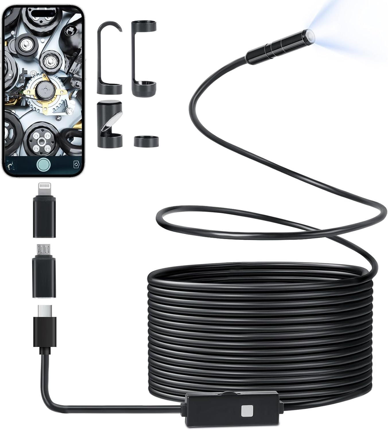 1080p Hd Industrie-endoskopkamera, Ip67 Wasserdicht, 8,2 Mm, Mit 8 Leds, Für Smartphone Und Tablet (5 M)