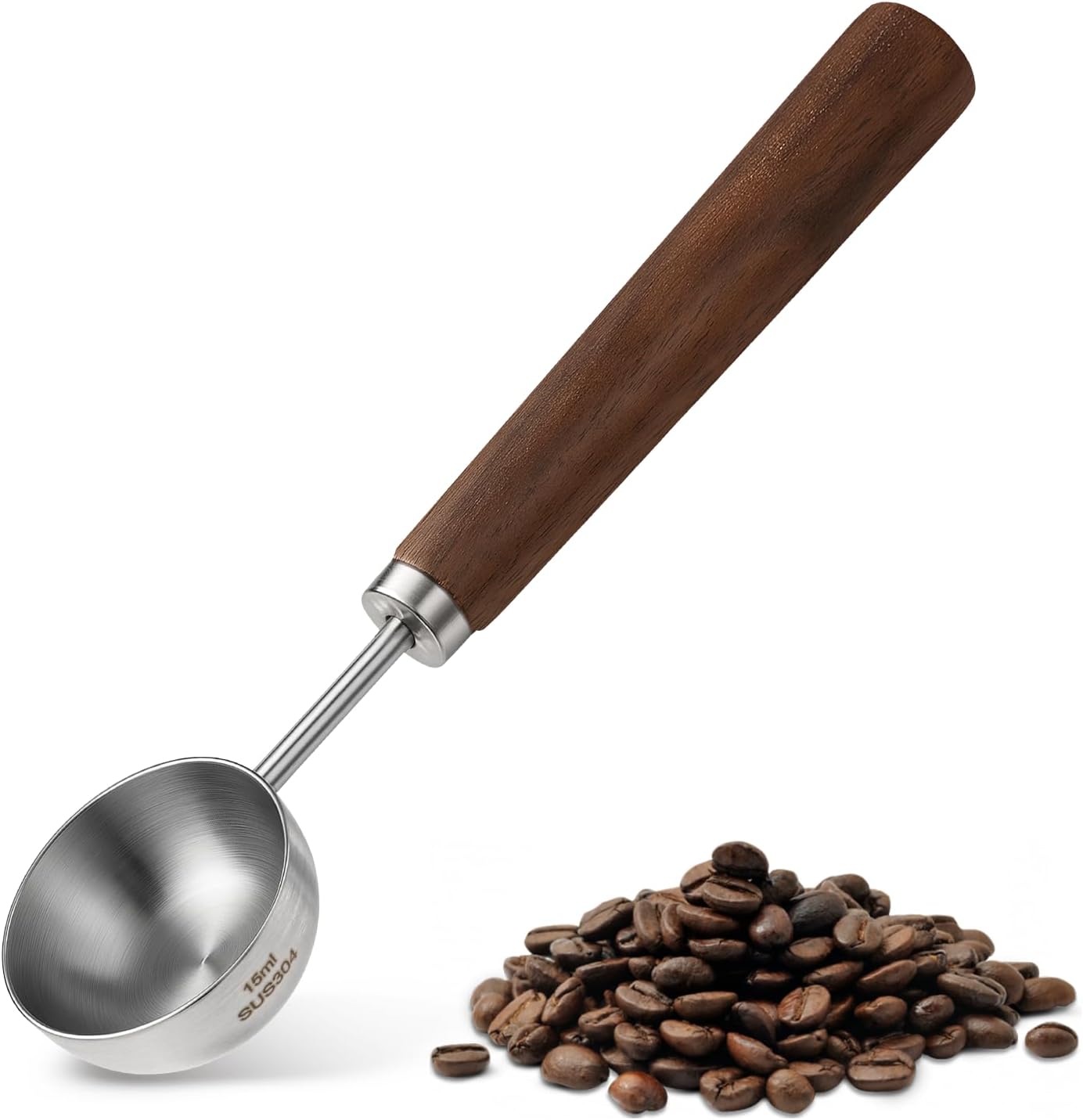 Vintage 15 Ml Kaffee-messlöffel Aus Edelstahl Mit Langem Holzgriff, Ideal Für Gemahlenen Kaffee, Losen Tee, Milchzubereitung Und Pulver.