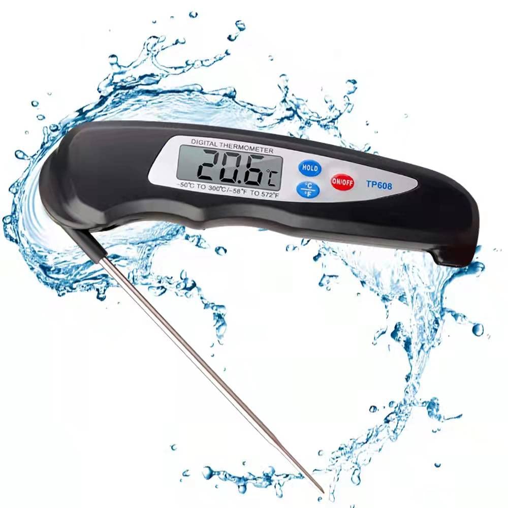 Für Küchenthermometer, Digitales Thermometer Mit Faltbarer Sonde, Sofort Ablesbares Kochthermometer, Fleischthermometer Für Lebensmittel, Fleisch, Öl, Milch, Wein, Grill Und Heißes Wasser
