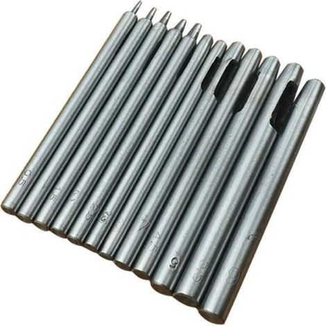 10-teiliges Locherset Für Leder, Hohllocher, Rundlocher Aus Stahl, Werkzeugset Zum Lochen Von Lederarmbändern Und Gürteln, 0,5 Mm–5 Mm
