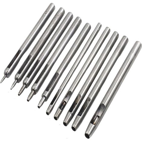10-teiliges Locherset Für Leder. Hohllocher, Lederlocher, Runder Stahl-hohllocher, Werkzeug Zum Lochen Von Leder Für Uhrenarmbänder Und Gürtel, 0,5 Mm–5 Mm