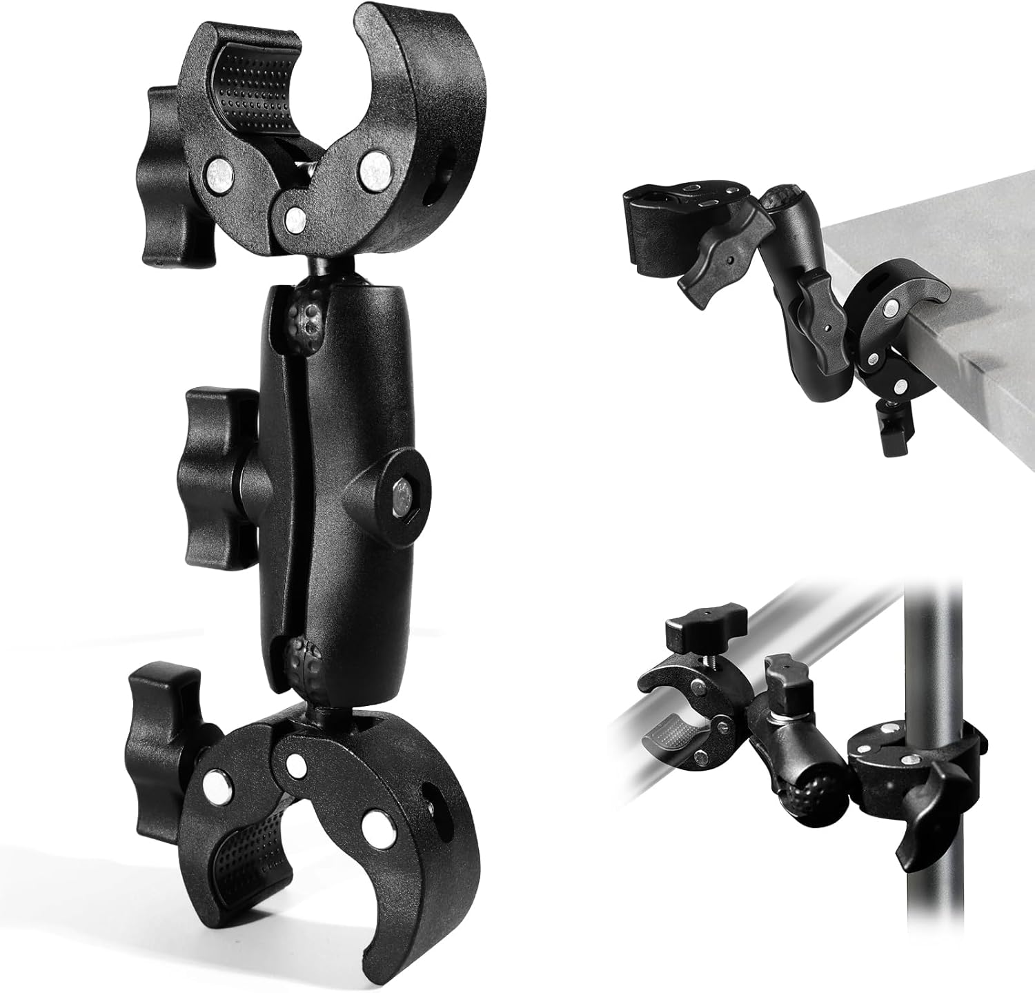 Universelle Doppelklemmhalterung Für Regenschirm Und Kamera – Universalhalterung Mit 6,35-mm-adapter, 38-mm-klemmöffnung, Für Rollatoren, Kinderwagen Und Fahrradlenker