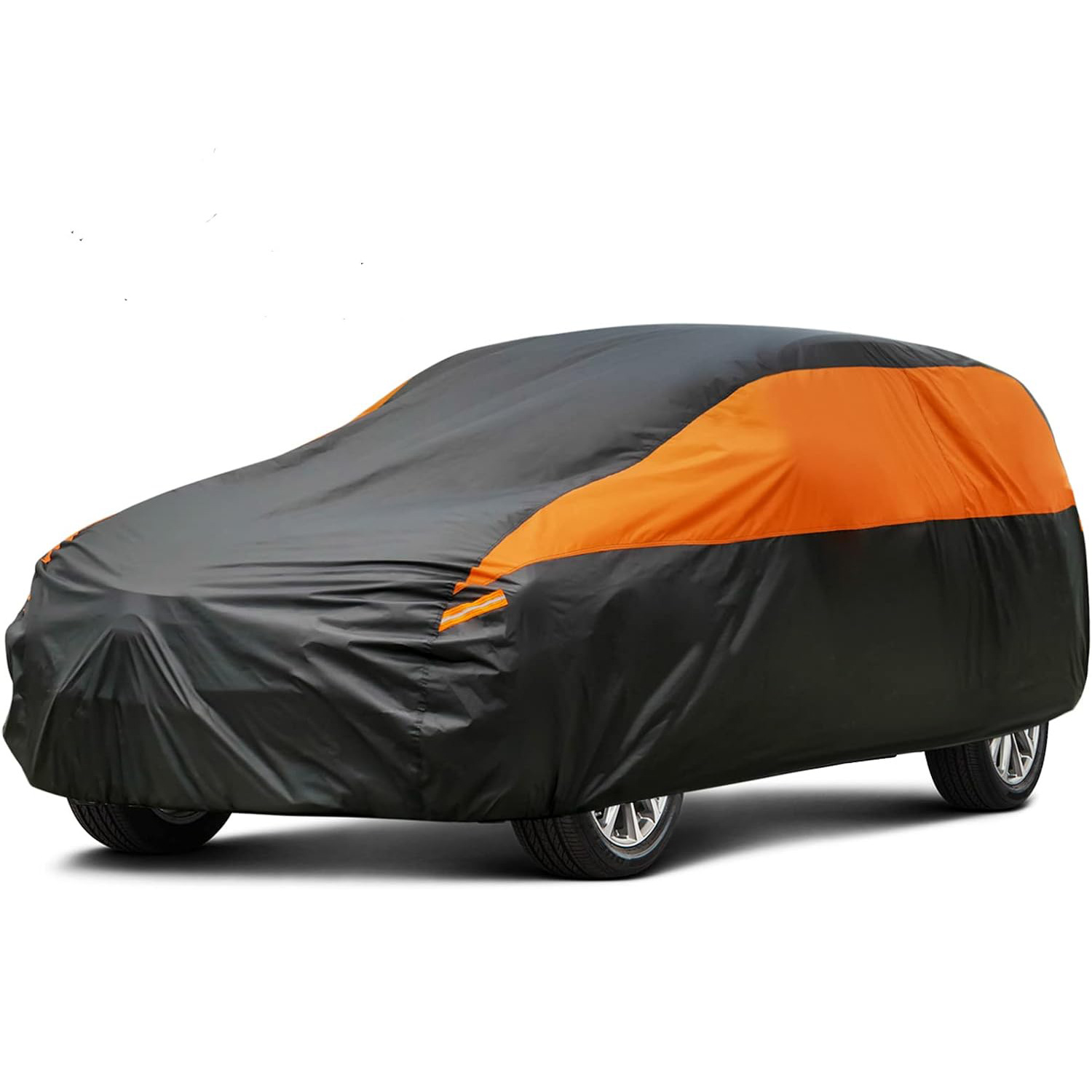 Atmungsaktive Wasserdichte Autoabdeckung, Schwarz-orangefarbene Vollgarage Für Regen, Sonne, Staubschutz, Größe: 4,25 X 1,75 X 1,5 M