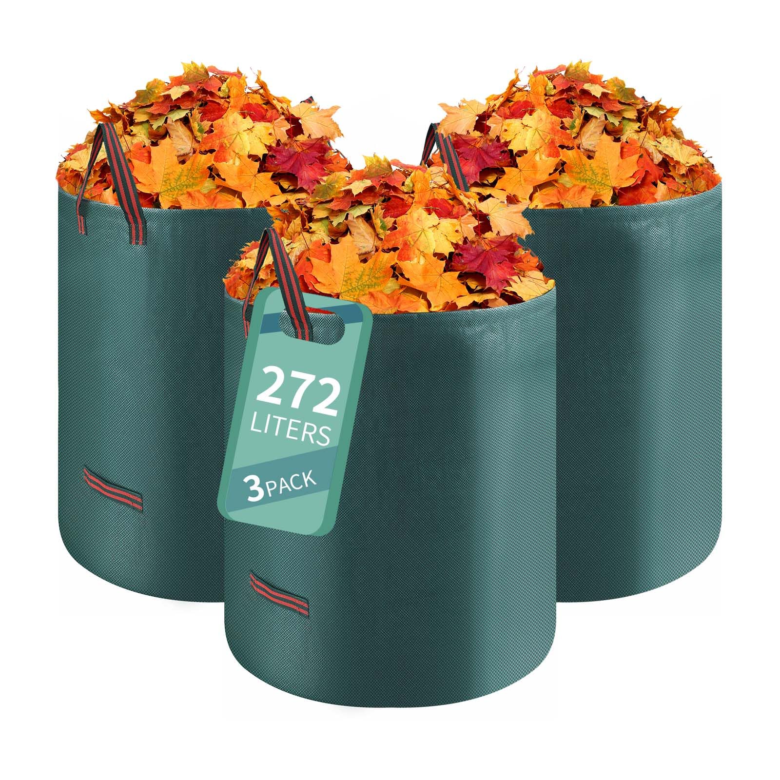 3 X 272 L Gartenabfallsack, Reißfester Grüner Abfallsack, Garten-gemüsesack Mit Griff, Faltbarer Grüner Abfall-gartensack, Freistehender Gartensack, Säcke Können 50 Kg Tragen
