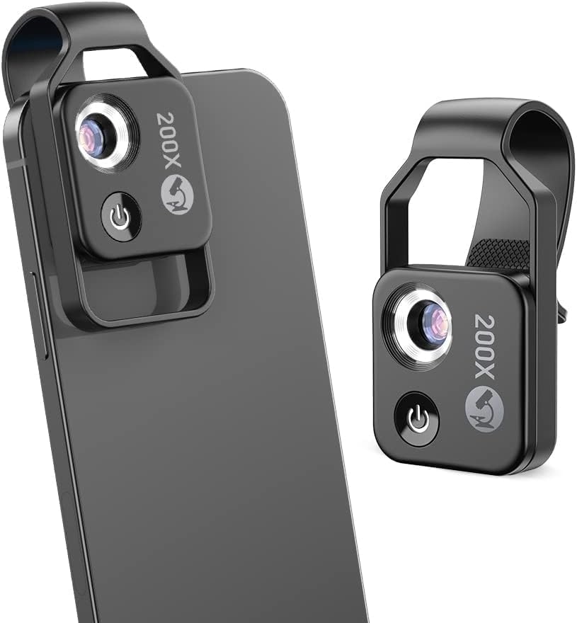 200-fache Vergrößerung, Mikroskopobjektiv Für Smartphones, Nano-zoom-makroobjektiv Für Iphone Und Android, Mit Led-licht, Cpl-filter Und Universalclip, Mini-digital-taschenmikroskop Mit Nano-zoom, Tra