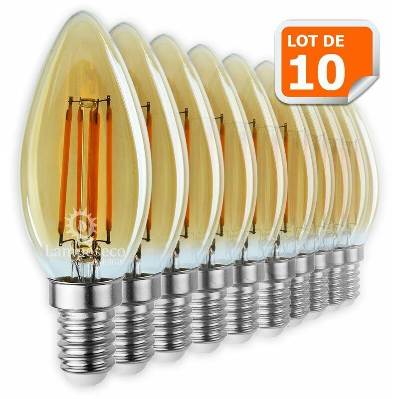 [niemals Verwendet] 10er-packung Led-glühbirnen Mit Goldfadenflamme, 4 Watt (entspricht 42 Watt), E14-sockel