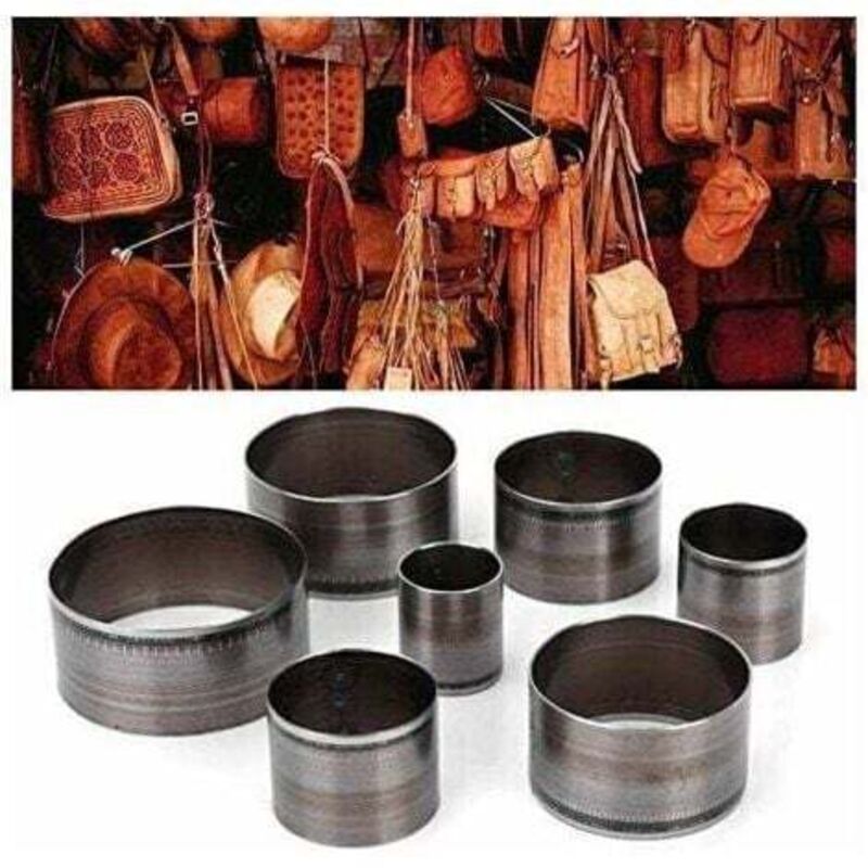 [niemals Verwendet] Runder Lederschneider, 7-teiliges Lederschneidwerkzeug, Hohllochstanzen-set, Manuelles Lederstanzen-set, Lederschneider, Kreisstanzmatrize, Lederstanze
