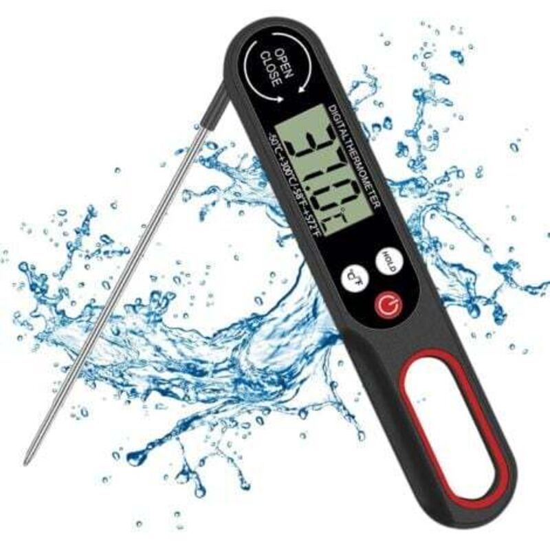[niemals Verwendet] Fleischthermometer-sonde, Digitales Lebensmittelthermometer Zum Grillen Und Kochen, Sofortthermometer, Faltbare Temperatursonde Für Heißluftfritteuse, Milch Und Wasser