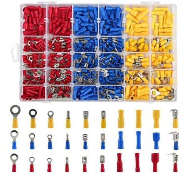 [niemals Verwendet] 480-teiliges Set Elektrischer Klemmen, Kfz-klemmen, Crimp-klemmen, Runde Und Flache Buchsen Und Stecker, Ösen- Und Ringklemmen, Zylindrische Und Andere Crimp-steckverbinder Mit Auf