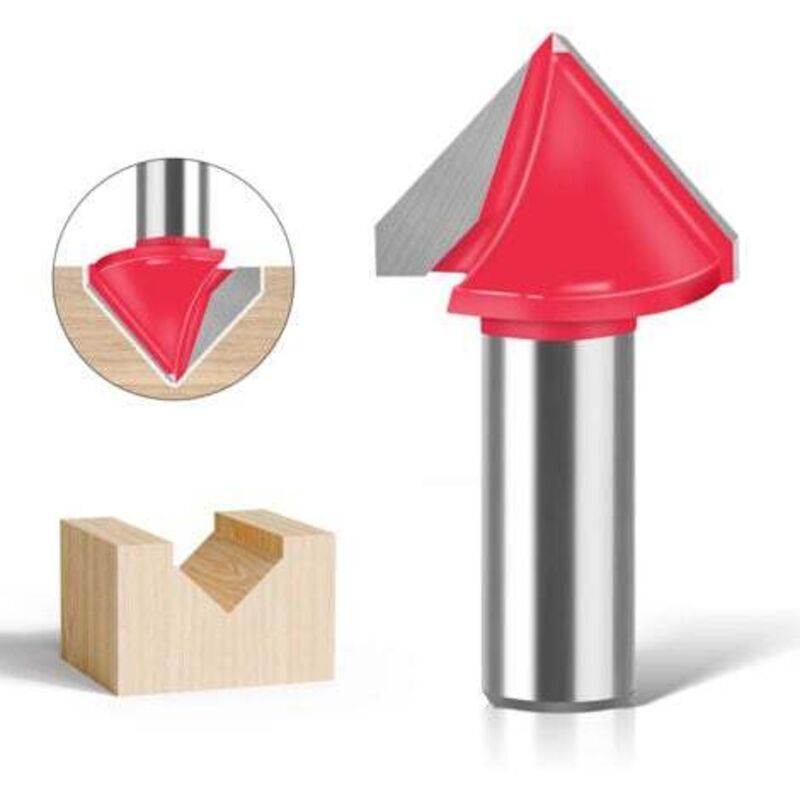 [niemals Verwendet] Nutfräser Aus Wolframstahl, 90°-v-fräser, 12 Mm Schaft, 32 Mm Durchmesser, Für Die 3d-plattenherstellung, Rot
