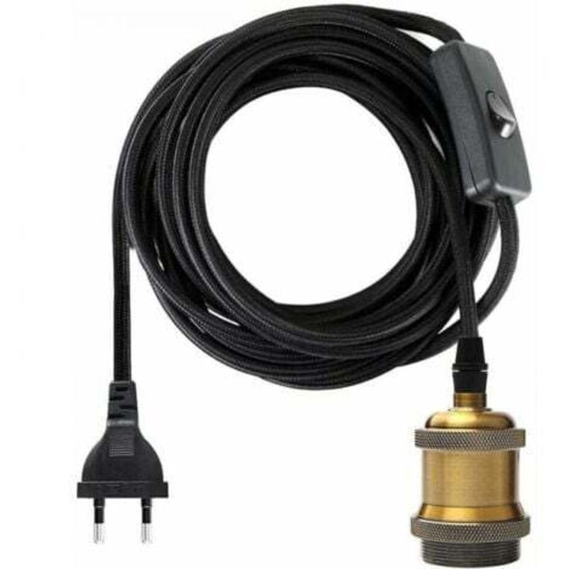 [niemals Verwendet] 1,2 Meter Lange E27-fassung Mit Schalter, Stoffummanteltes Elektrokabel Für Retro-edison-glühbirnenfassung/pendelleuchte/kreativlampe, Vintage-messing-lampenadapter