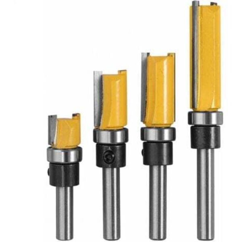 [niemals Verwendet] 4-teiliges Set 1/4" Holzfräser-kopierfräser (4 Größen) Aus Hochwertigem Legiertem Stahl Mit Klingen 10 Mm, 20 Mm, 25 Mm, 38 Mm Für Massivholz, Spanplatten, Mdf Usw.
