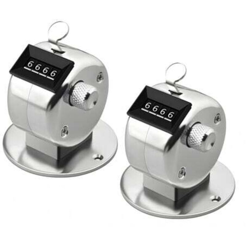 [niemals Verwendet] Handzähler Aus Silberfarbenem Metall, Mechanischer Handflächenzähler, 4-stelliger Handzähler, Sporttrainerbedarf (2 Stück)