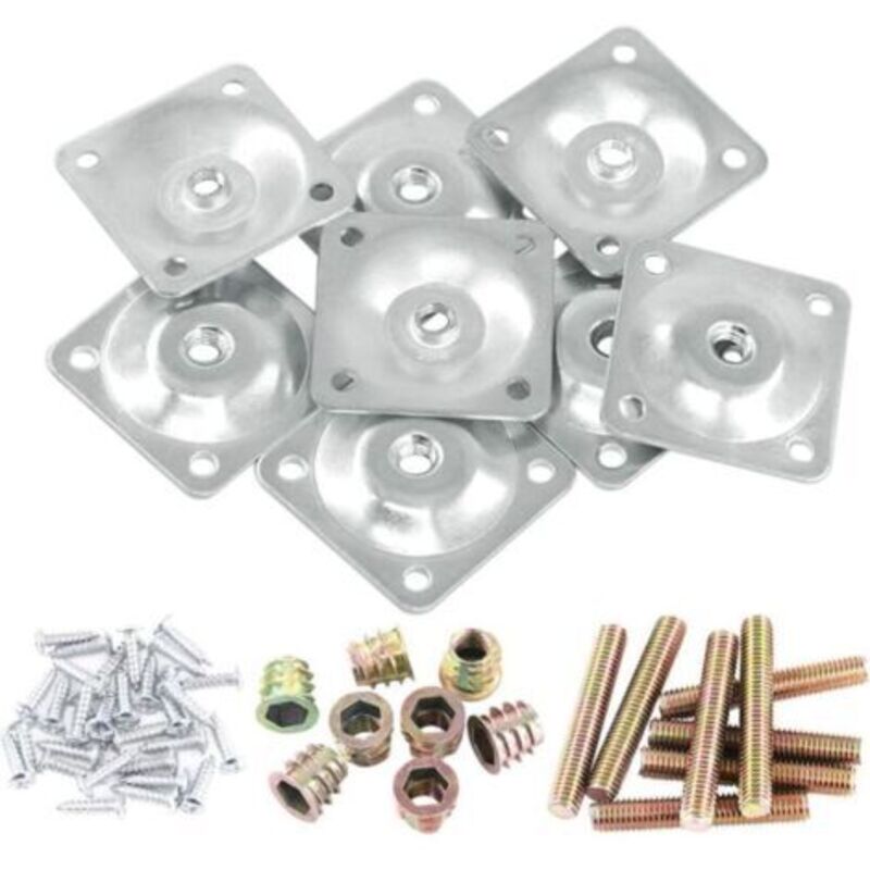 [niemals Verwendet] Set Mit 8 Silbernen Montageplatten Für Sofabeine
