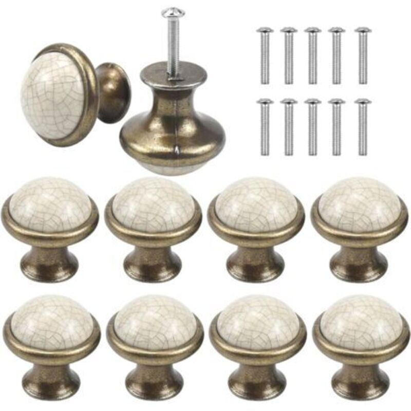 [niemals Verwendet] 10 Stück Keramik-tür- Und Schubladengriffe, 37 Mm Runde Schubladenknöpfe, Vintage-möbelknöpfe, Türknöpfe, Möbelgriffe Für Kleiderschrank, Küche, Kinderzimmer