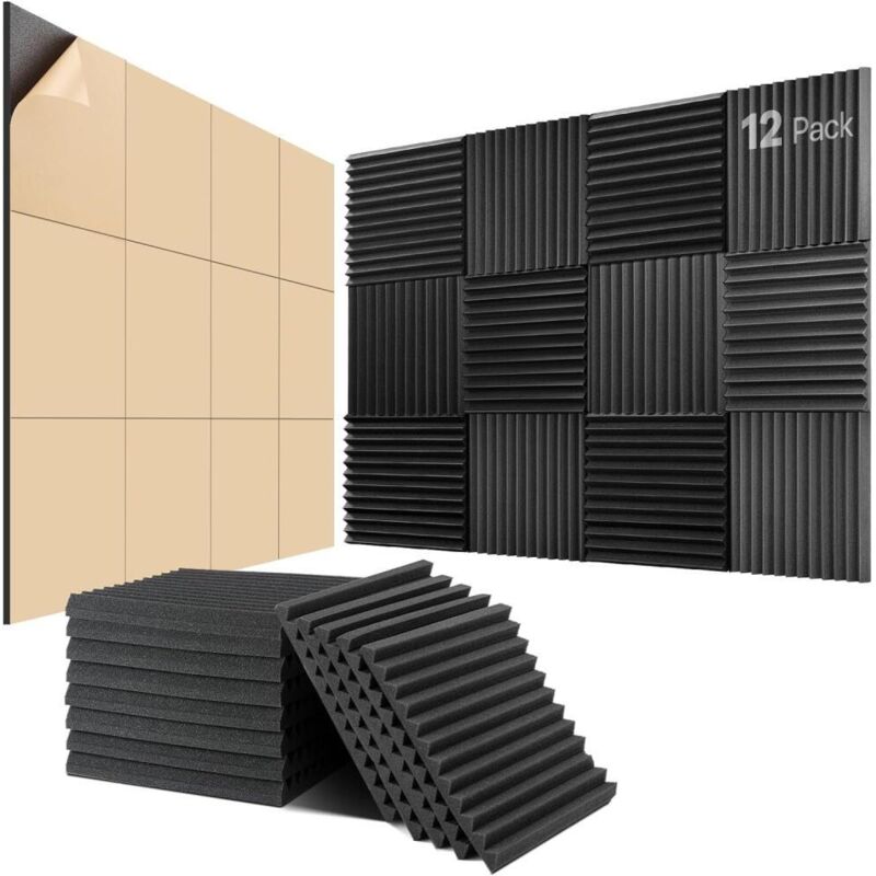 [niemals Verwendet] 12er-pack Selbstklebende Akustikschaumstoffplatten, 30 X 30 X 2,5 Cm, Geräuschdämmender Schaumstoff, Für Gaming, Podcasting, Tonstudio, Büro