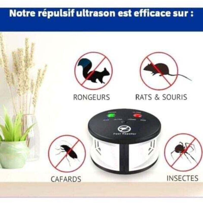 [niemals Verwendet] 360°-ultraschall-abwehrgerät Gegen Ratten, Mäuse, Nagetiere, Kakerlaken Und Insekten. Leistungsstarke, Variable Frequenzen, Reichweite 550 M². Effektive Und Umweltfreundliche Schäd