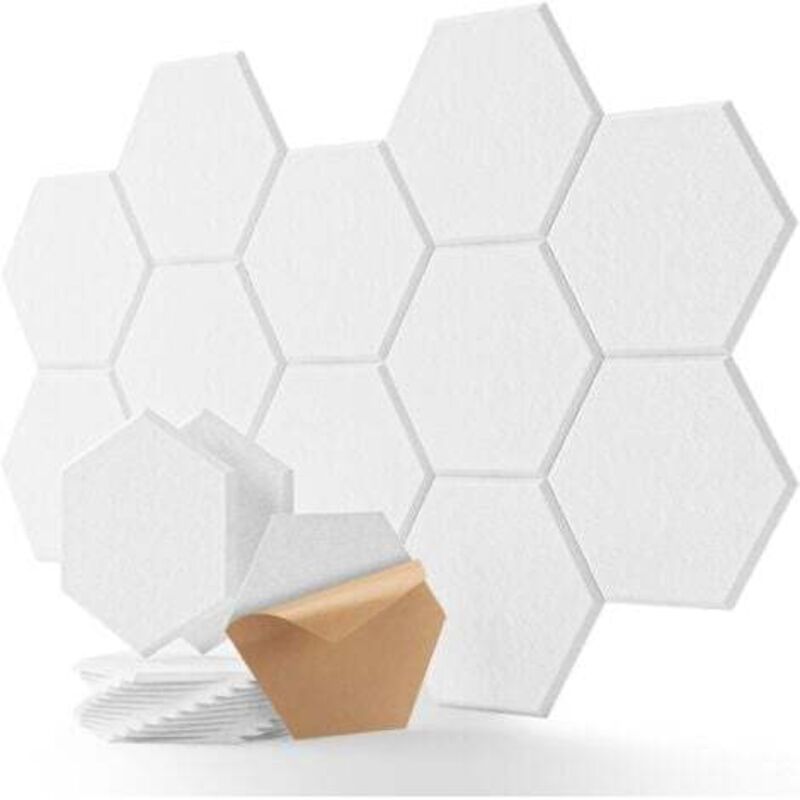 [niemals Verwendet] Packung Mit 12 Selbstklebenden, Sechseckigen Schallschutzplatten, 30 X 25 X 1 Cm, Hochdichter Schallschutzschaumstoff Für Studios