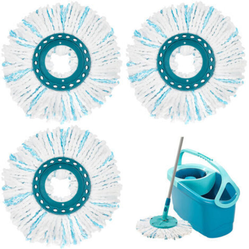 [niemals Verwendet] 3 X Leifheit Spin Mop Pads Ersatzpads Mikrofaser Nass- Und Trockenmoppkopf Zubehör