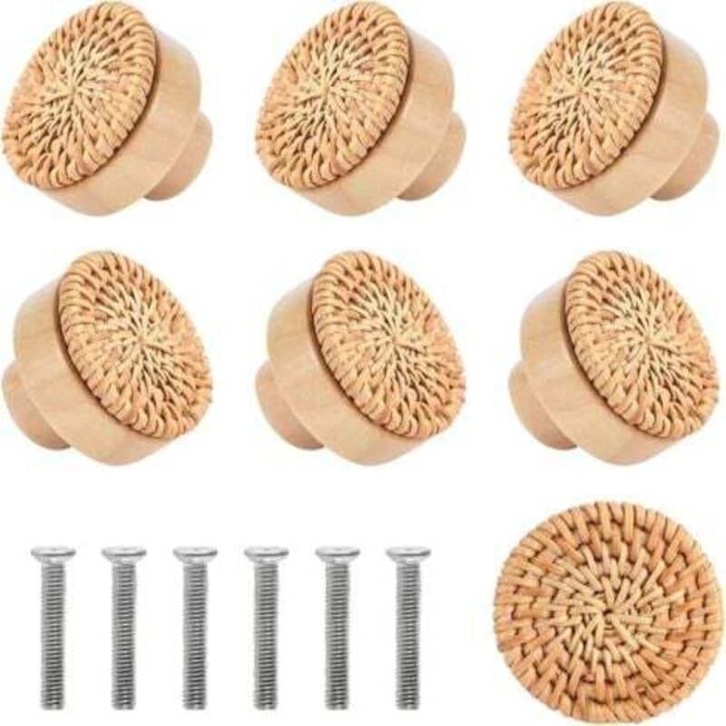 [niemals Verwendet] Stück Rattan-küchenschrankknöpfe, Küchenmöbelgriffe, Türknöpfe, Schubladenknöpfe, Runde Holzknöpfe Für Küche, Schlafzimmer, Kommode, Kleiderschranktür (ersatz), 30 Mm