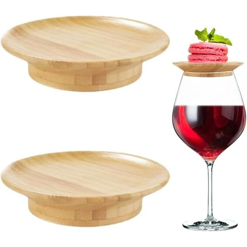 [niemals Verwendet] Set Mit 2 Holzdekorationen Für Weingläser, Vorspeisenteller, Desserts, Getränke, Partyzubehör, Familienessen Und Partyaccessoires