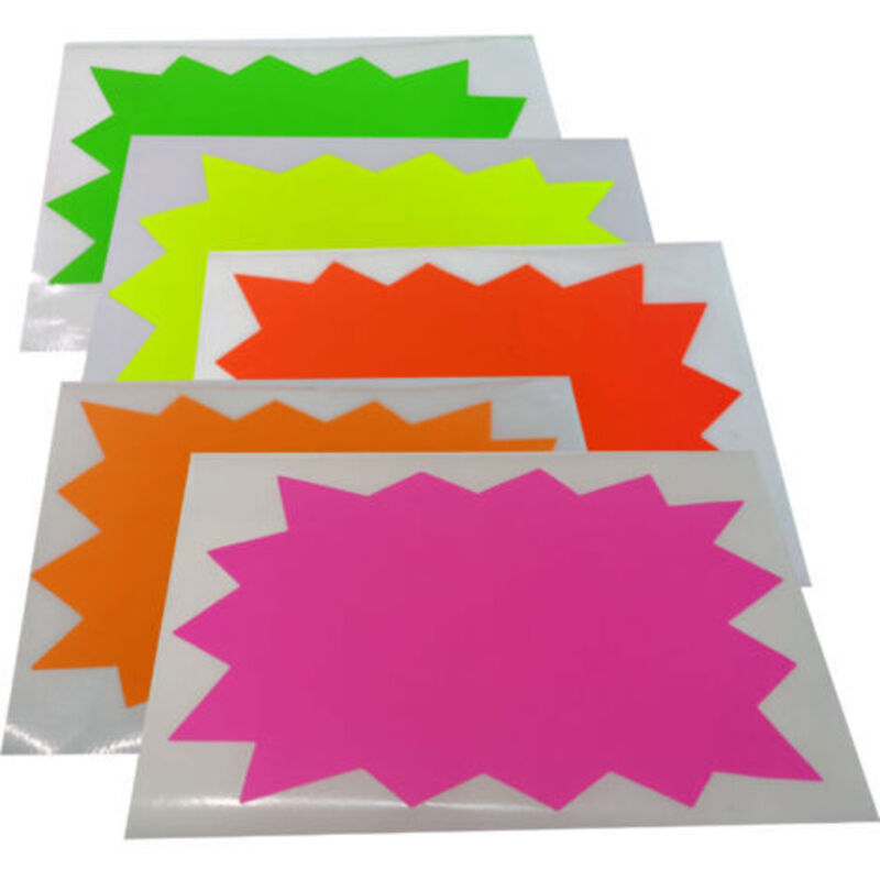 [niemals Verwendet] 50er-packung (5 Farben, 7,6 X 11,9 Cm) Neon-sternen-verkaufsschilder Für Ladenauslagen, Preisschilder, Pinnwände