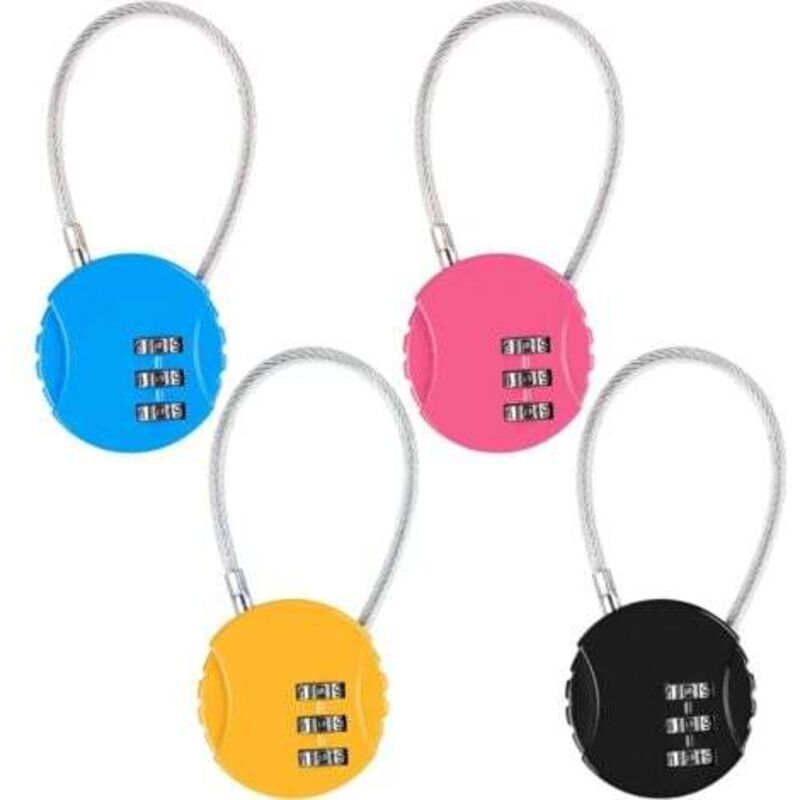 [niemals Verwendet] 4-teiliges Zahlenschloss-set, 3-stellige Zahlenschlösser (4 Farben), Kofferschlösser Für Flugzeuge, Kabelschlösser Mit Zahlenschloss Für Fahrräder, Reisetaschen, Schließfächer Oder