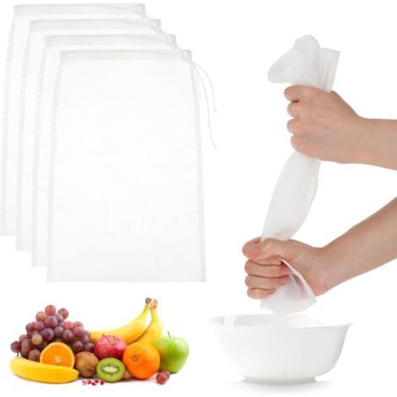 [niemals Verwendet] Nylon-nussmilchbeutel, 30 X 20 Cm Feine Käsetuchbeutel Zum Sieben, Wiederverwendbarer Filterbeutel Mit Kordelzug Für Mandel- Und Cashewnusssiebe (100 Mesh)