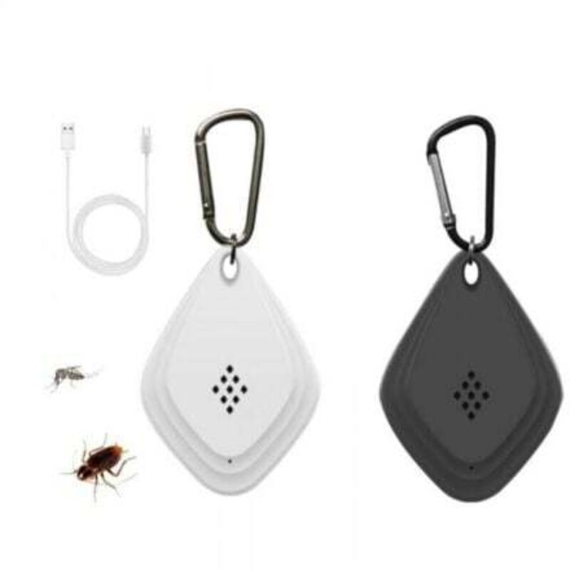 [niemals Verwendet] Tragbarer Ultraschall-mückenabwehrer, Elektronischer Mückenvernichter, Usb-aufladbar, Praktische Und Tragbare Insekten- Und Mückenbekämpfung (weiß + Schwarz)