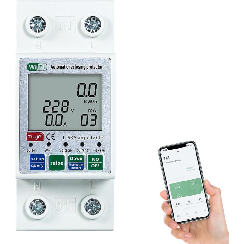 [niemals Verwendet] Intelligenter Digitaler Wlan-energiezähler Mit Reset-schutz, Unterstützung Für Fernsteuerung Per Mobil-app, 220 V 63 A