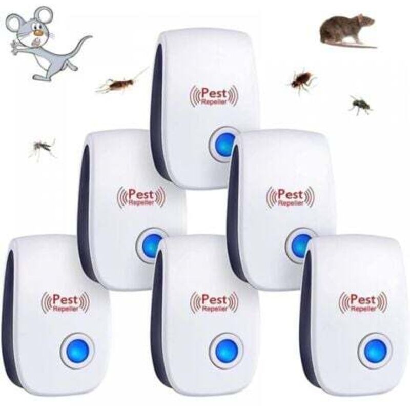 [niemals Verwendet] 6er-pack Ultraschall-schädlingsbekämpfungsgeräte Für Den Innenbereich, Wirksam Gegen Mücken, Mäuse, Kakerlaken, Spinnen Und Insekten