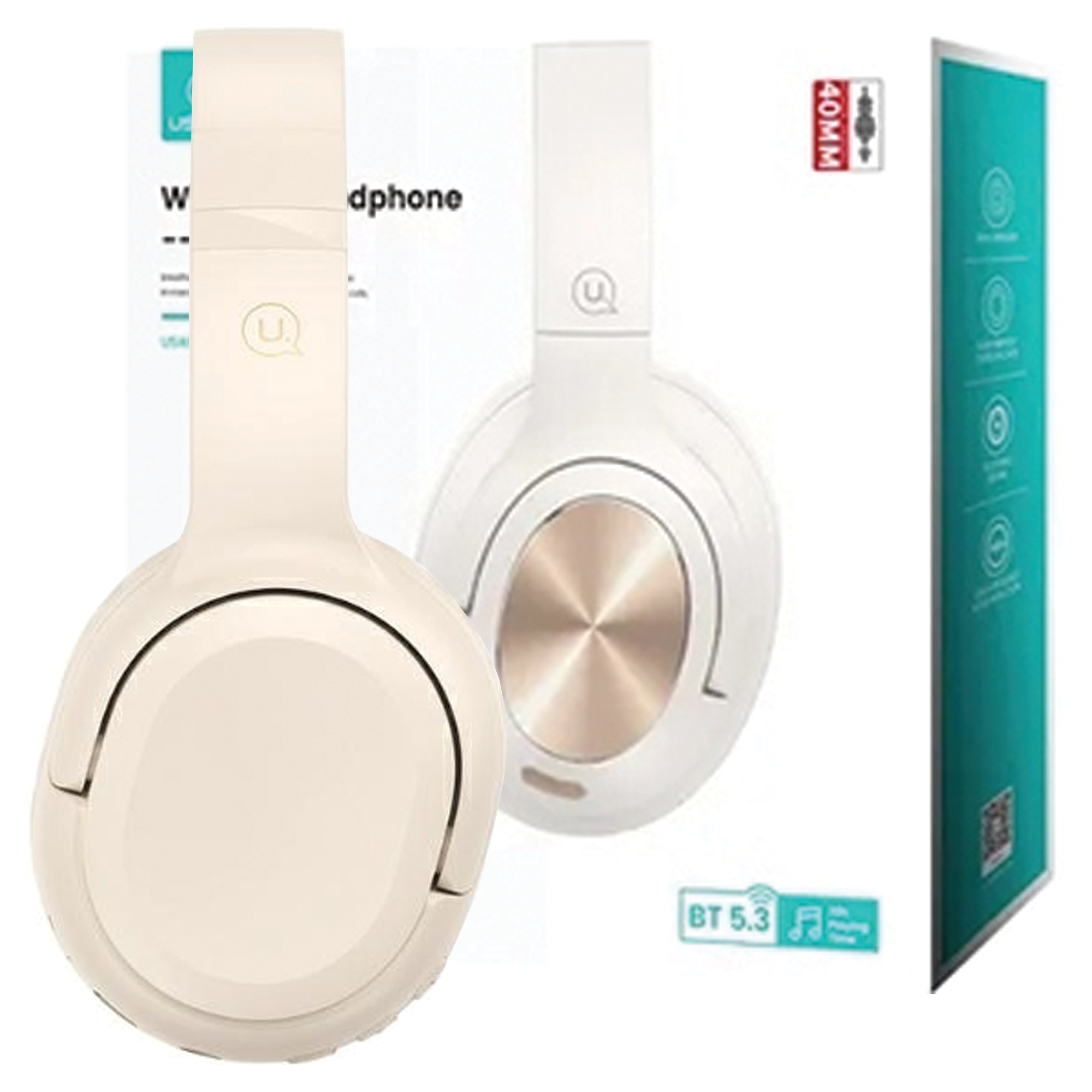 Usams Bluetooth 5.3 On-ear-kopfhörer, Yun-serie, Beige, Tdlyejyx02 (usams-yg23)