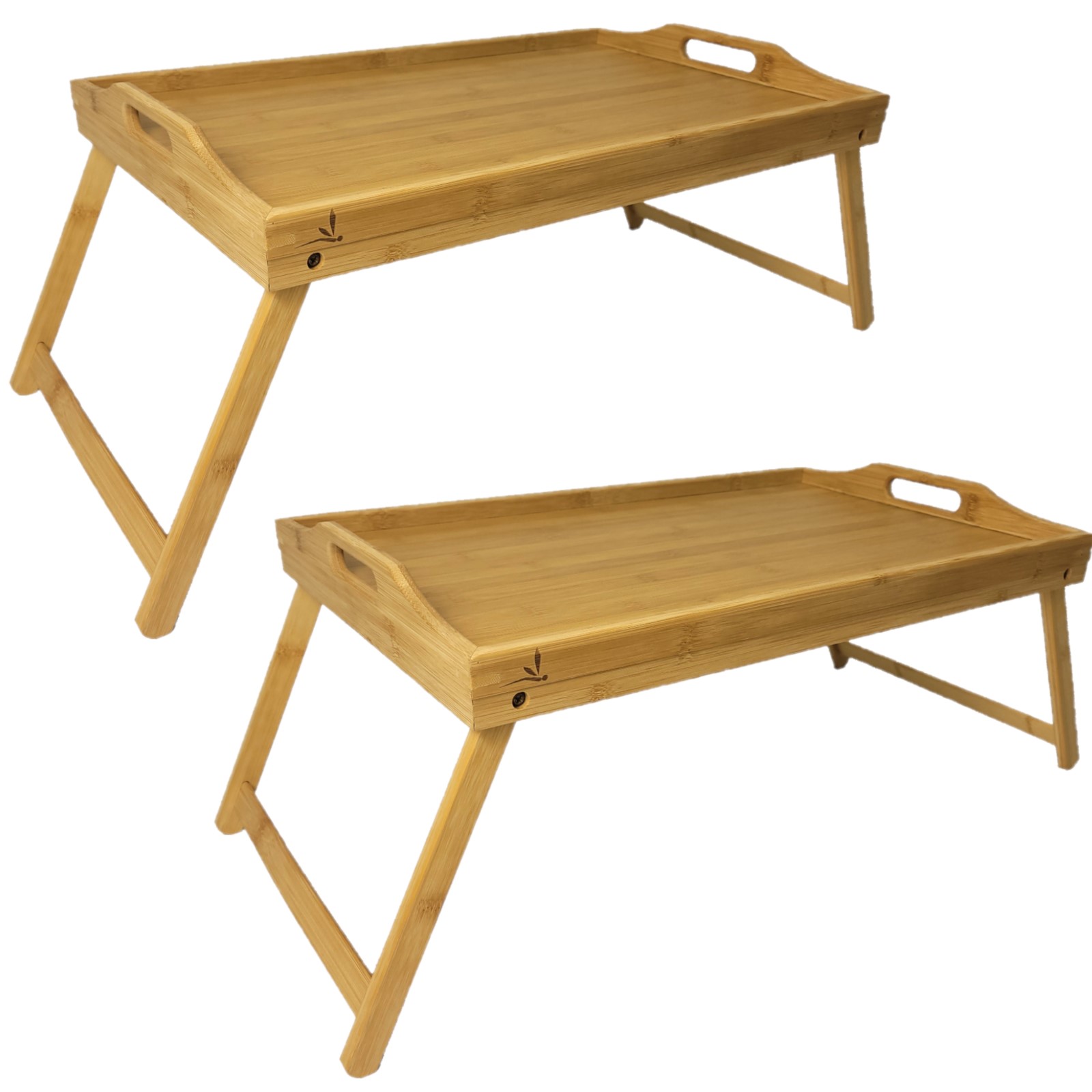 Set Aus Zwei Bambustabletts Fürs Frühstücksbett 50x30x4 Begryf