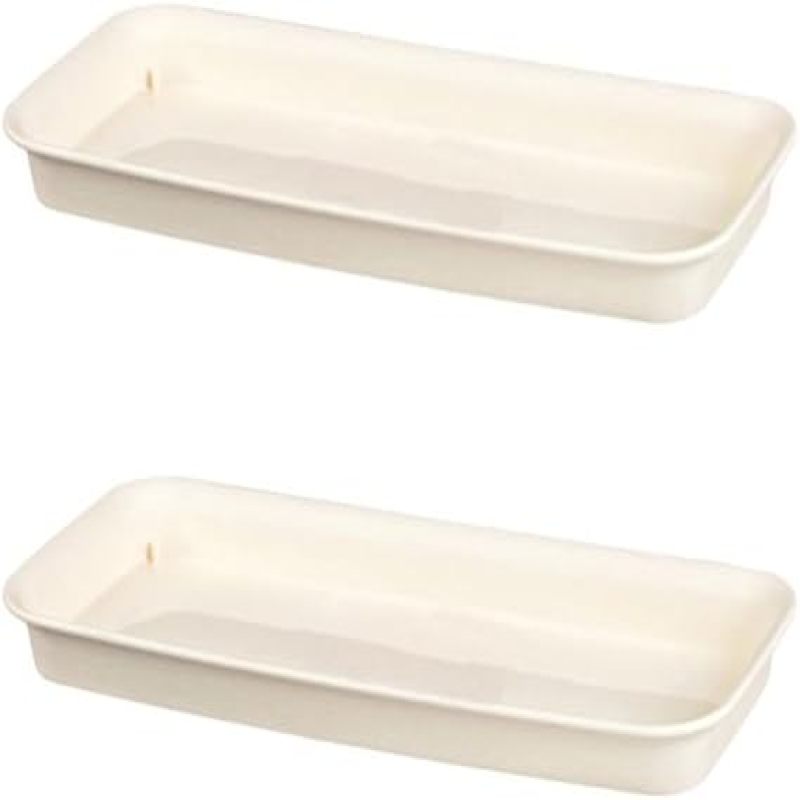 Rechteckige Kunststoff-auffangschale (2 Stück) Für Zimmer- Und Gartenpflanzen, Ideal Zum Auffangen Von Wasser Und Erde (beige, L)